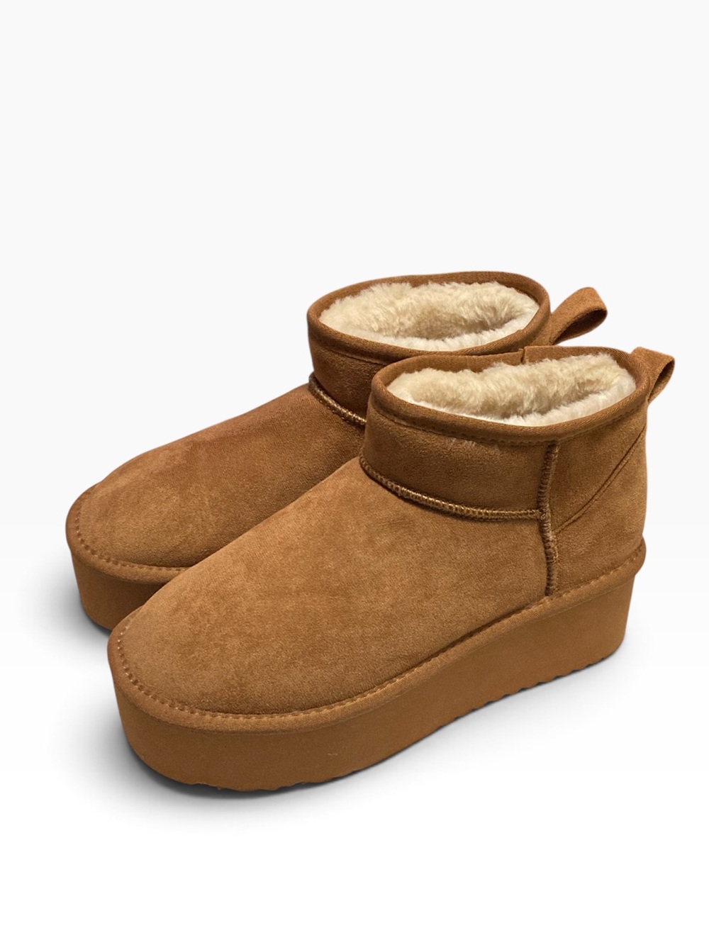 Soda Sherpa Cozy Shearling-Lined Slip-On Booties in Brown